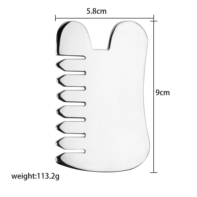 Stainless Steel Double Lobe Comb Gua Sha Board