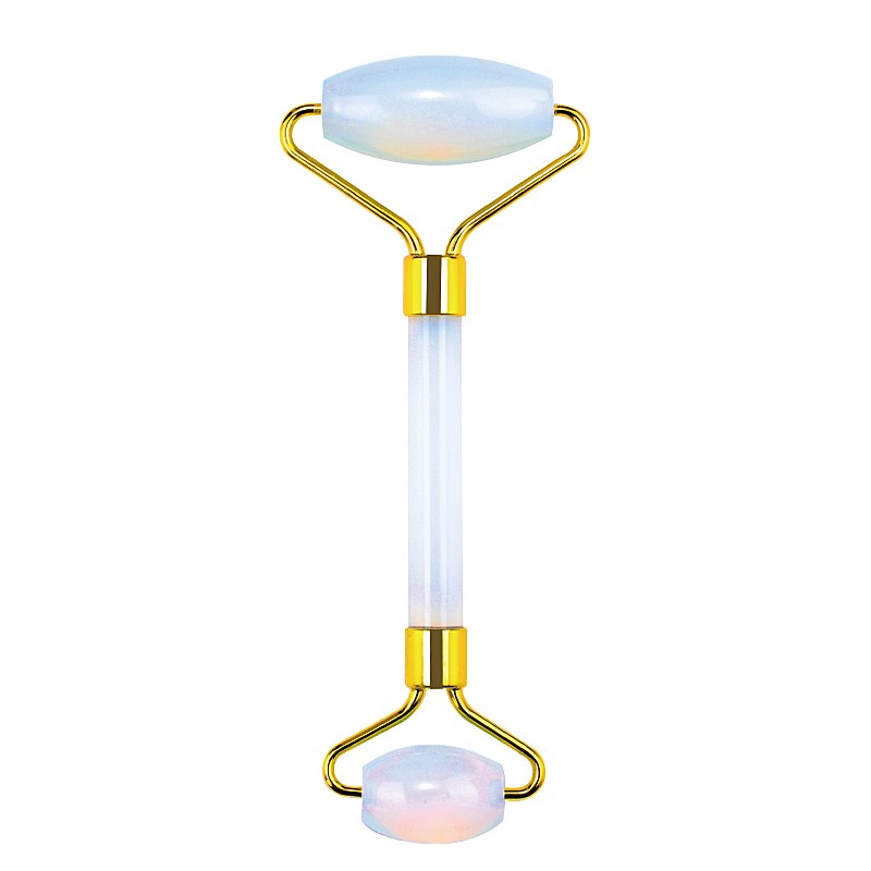 Opalised blue-white dual-head face roller