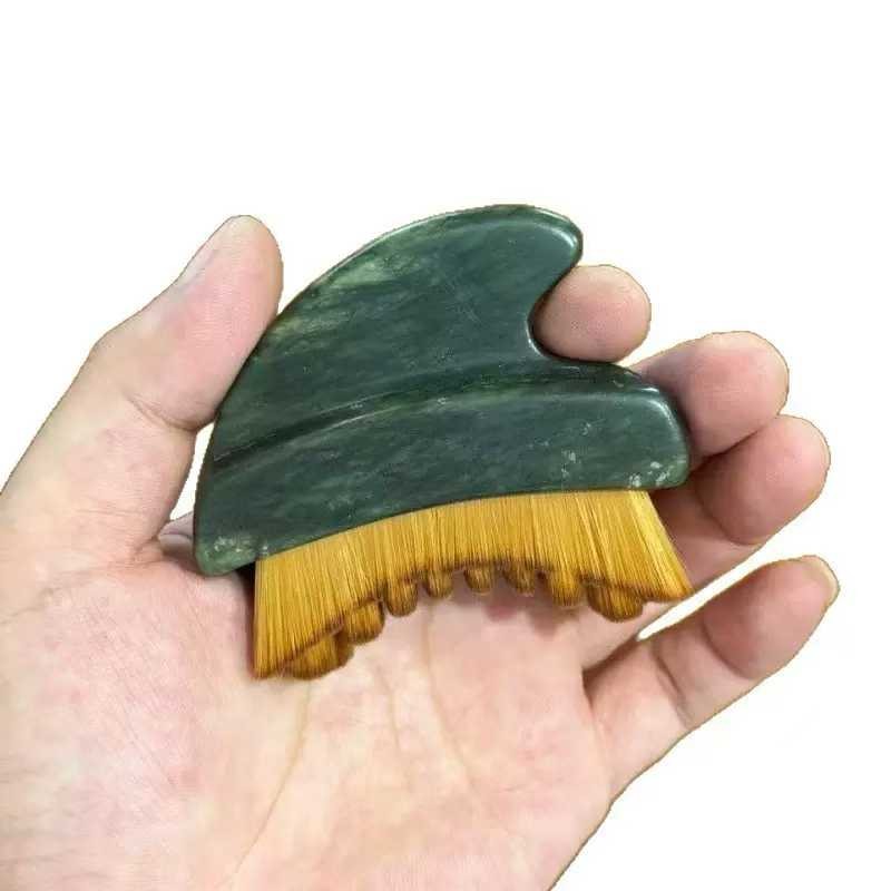 Half Moon Jade Facial Massage Brush Natural Bristle Lymphatic Brush