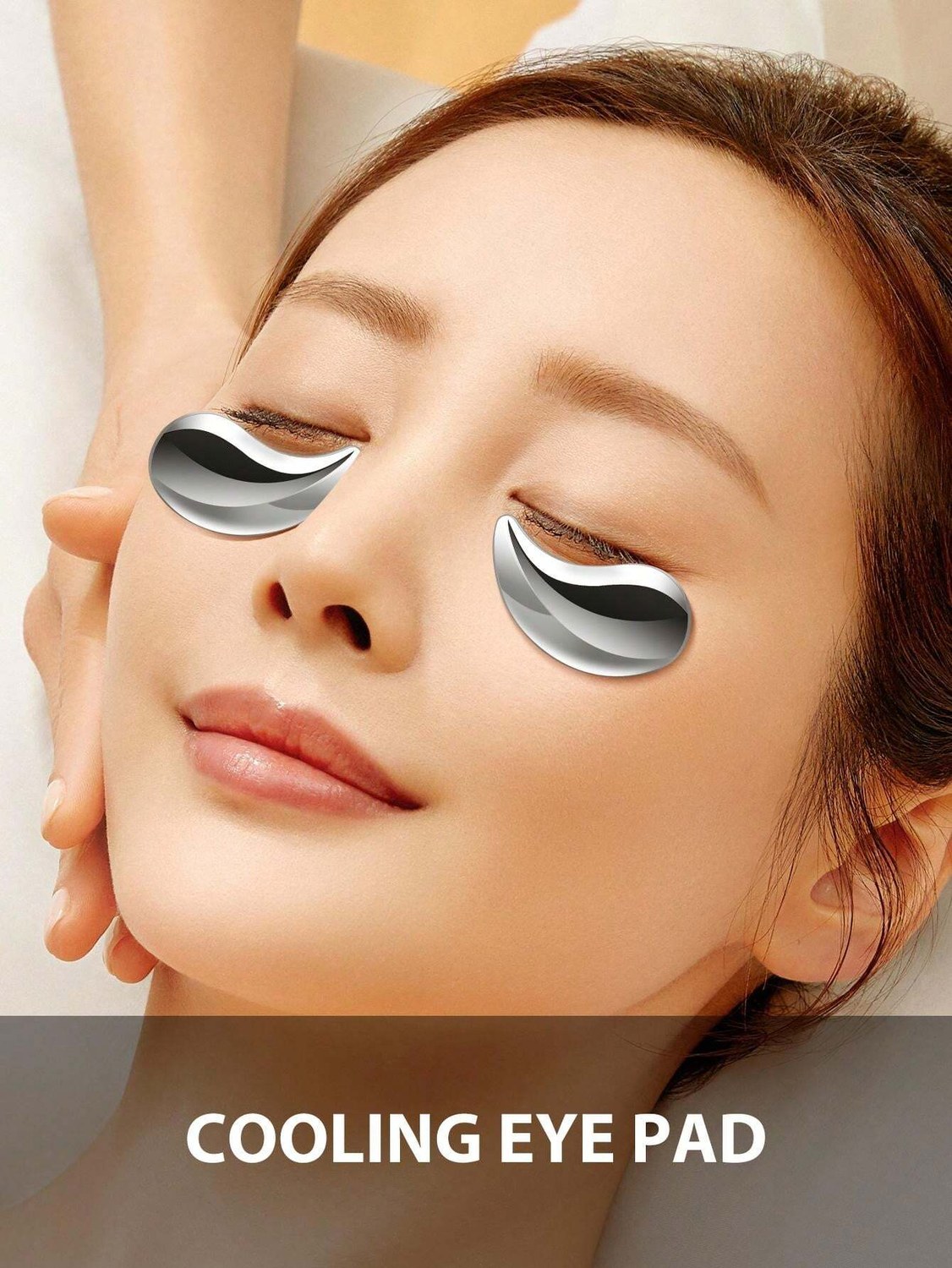 Stainless steel cooling eye pads under the eyes