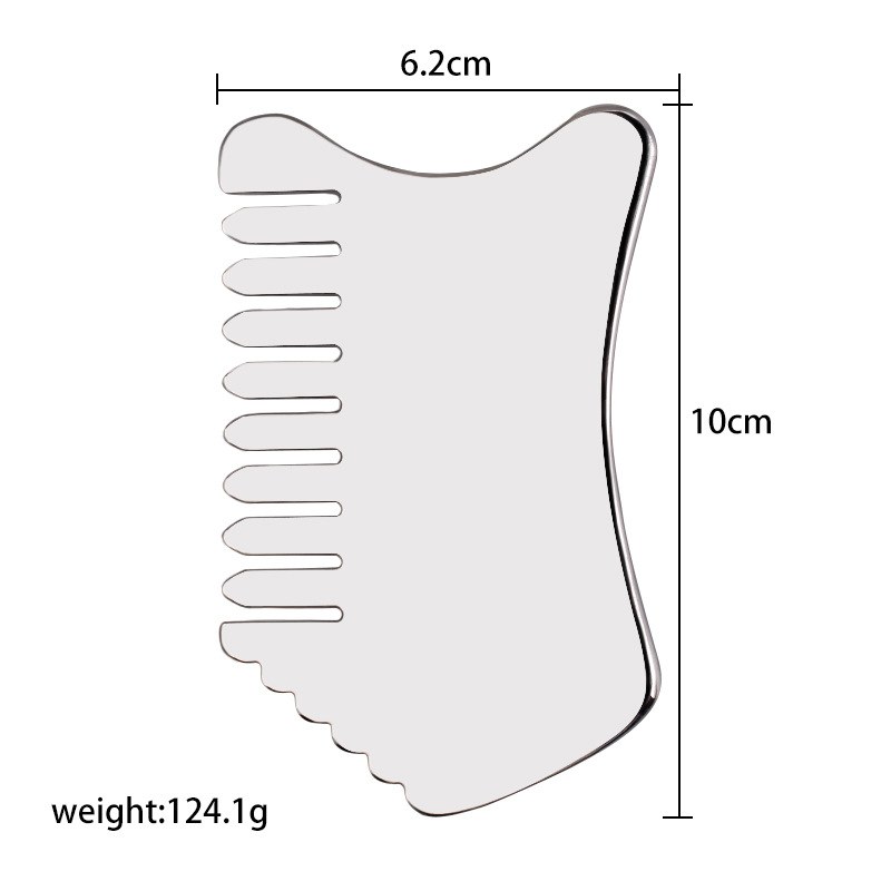 Stainless Steel S Curve Gua Sha Board with Comb Edge