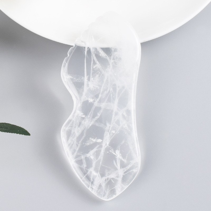 Crackle clear quartz wing gua sha board