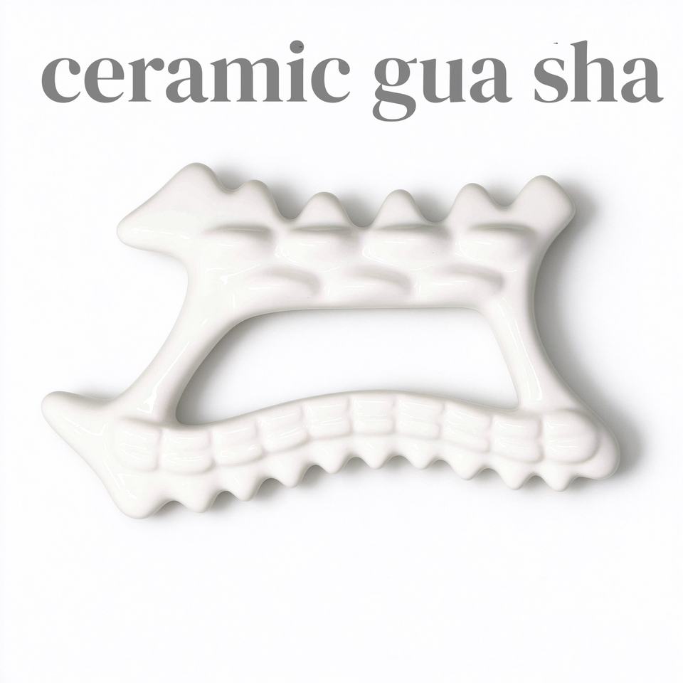 GSK05 Ceramic Sculpted Gua Sha Board with Teeth 13.2 cm view 1