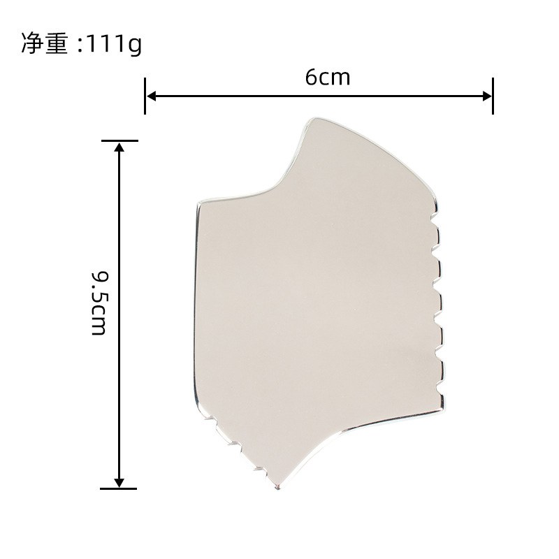Stainless Steel Shield Gua Sha Board with Comb Edge