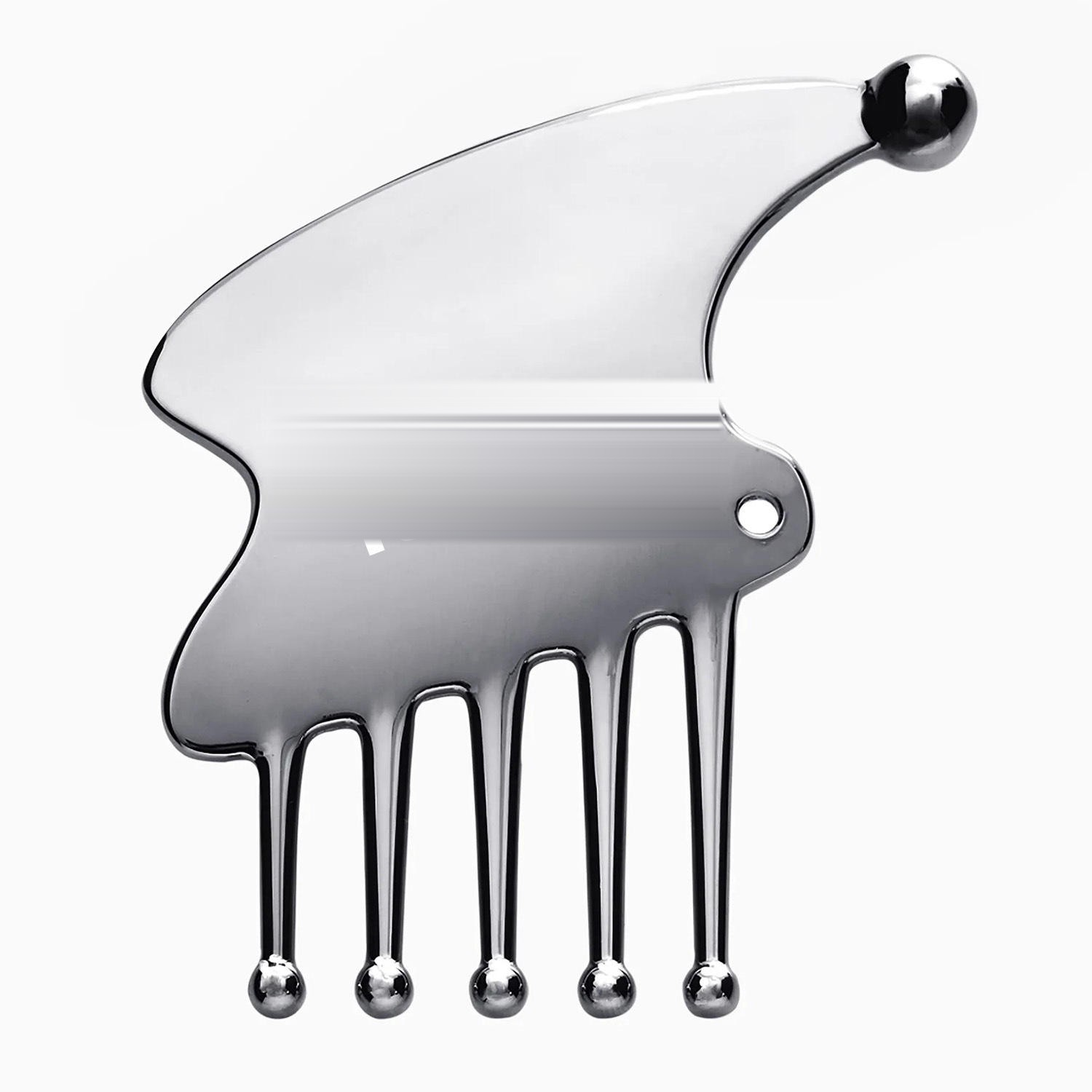 Five-tooth stainless steel scalp comb and gua sha board