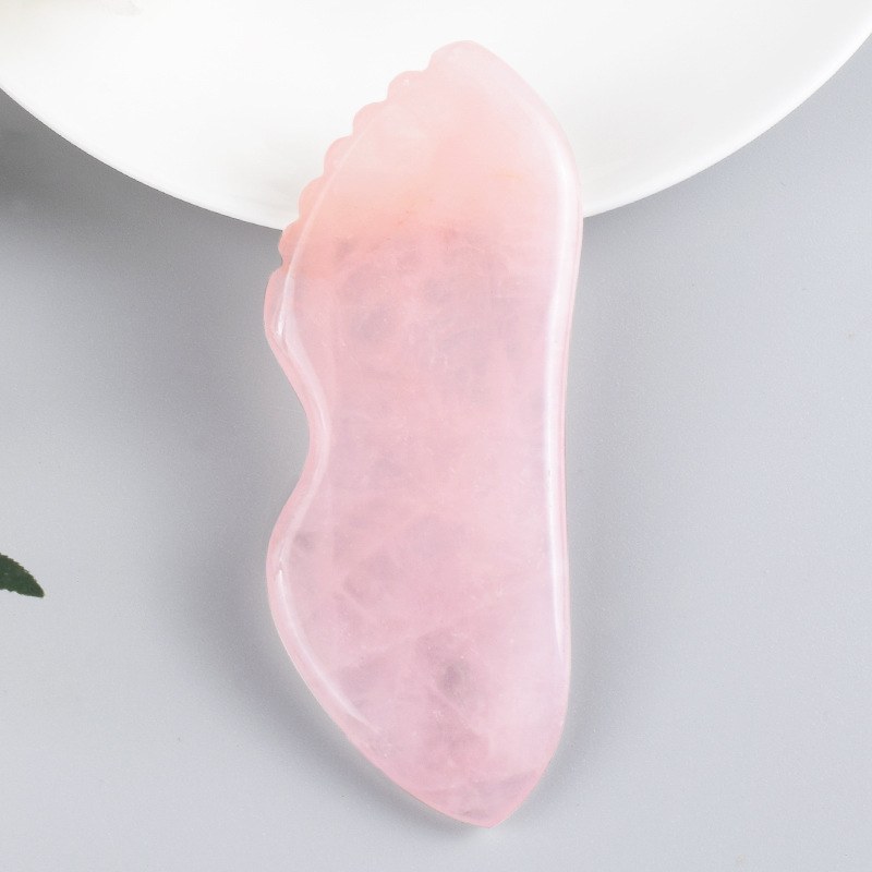Rose quartz wing gua sha board