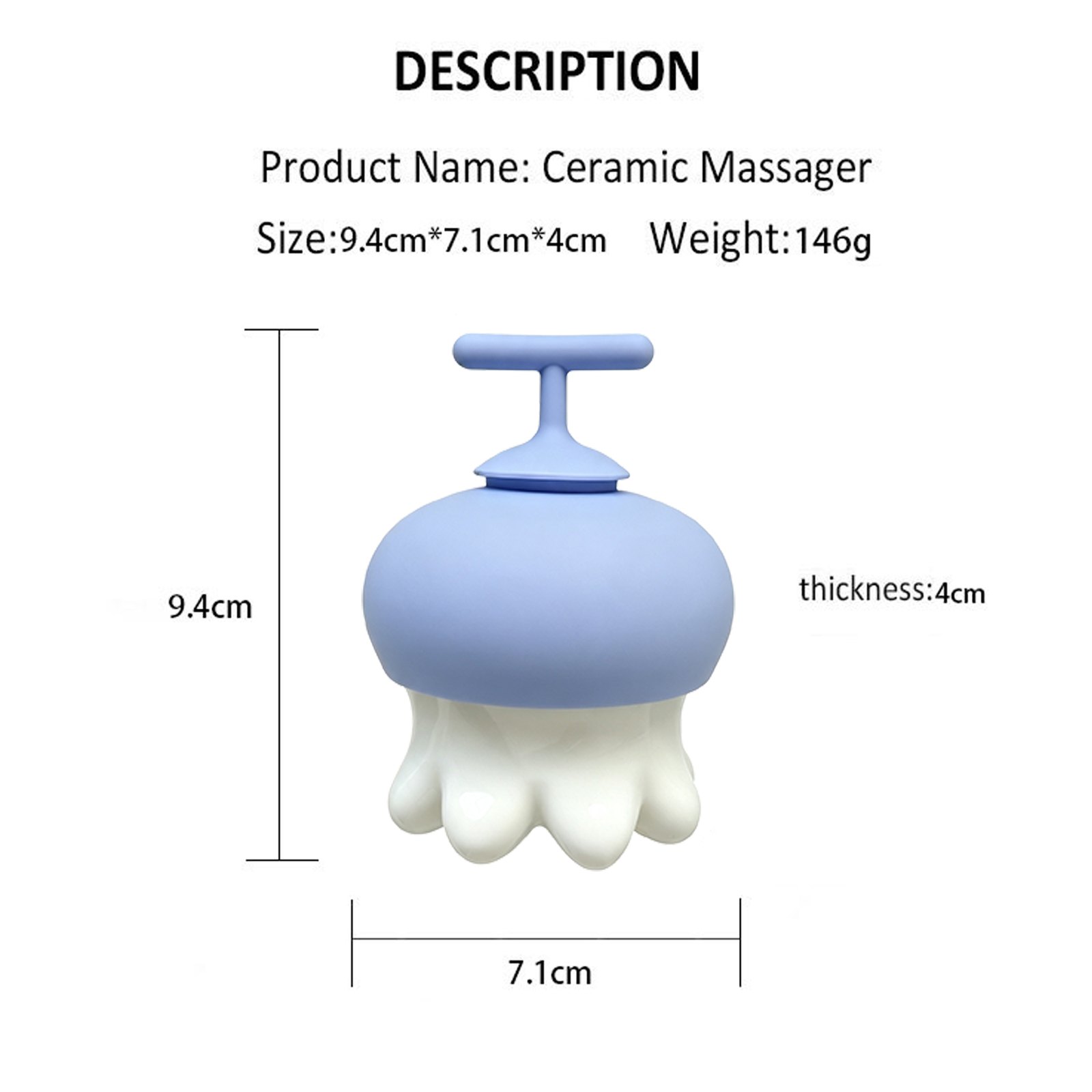 GSK47 Ceramic Mushroom T-Handle Massager 9.4 cm view 4