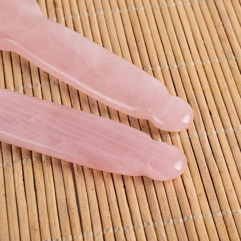 Rose Quartz Paddle Gua Sha Facial Massage Tool Wholesale detail 2