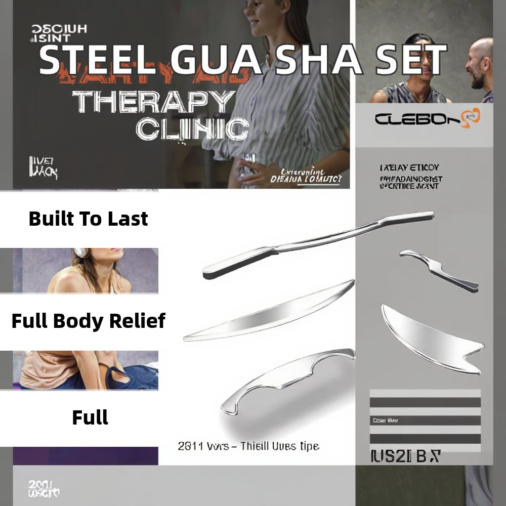 5-Piece Stainless Steel Fascia Scraper Gua Sha Set for Body Massage