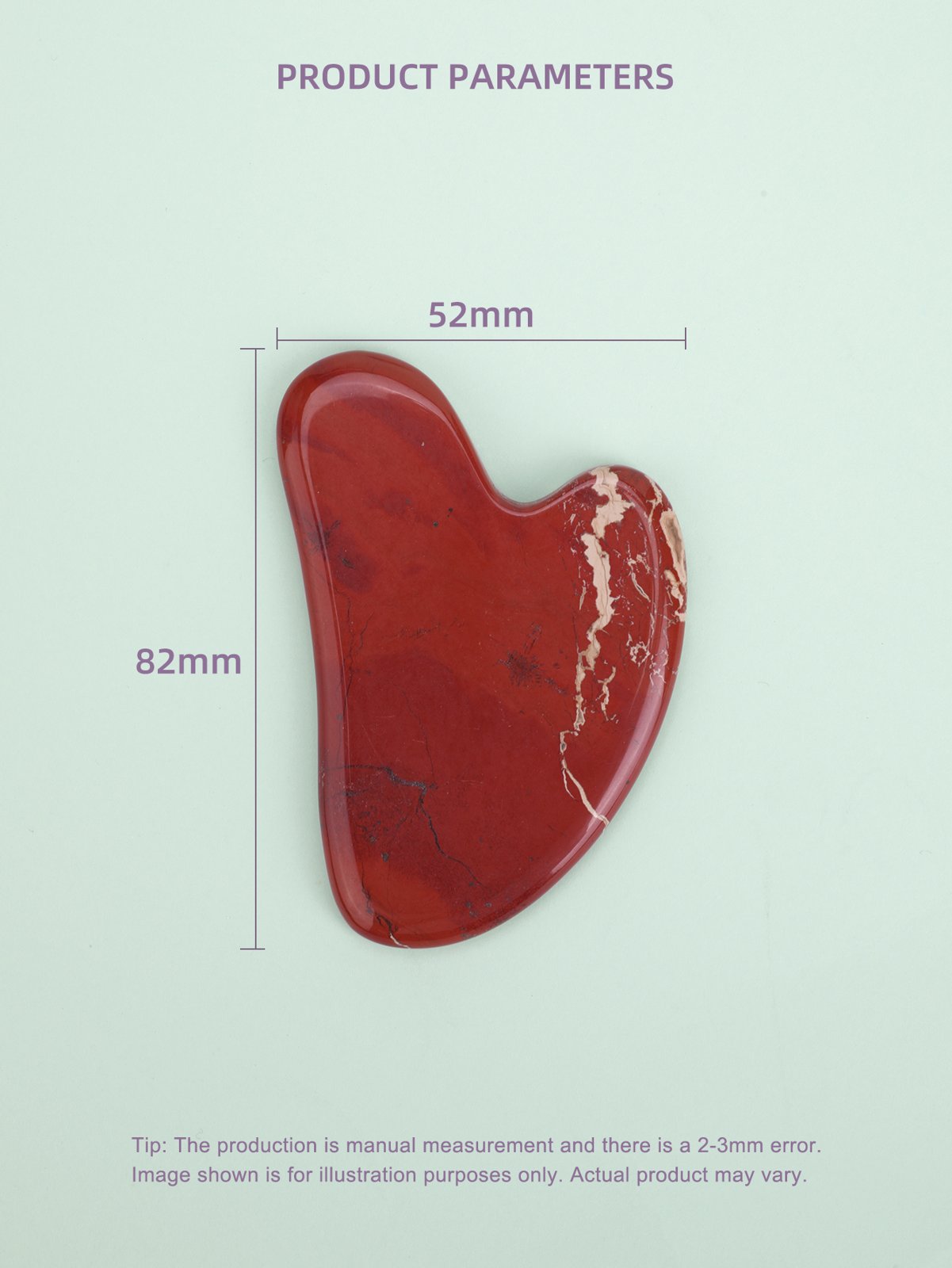 Red Jade Heart Shape Gua Sha Facial Massage Tool detail 5