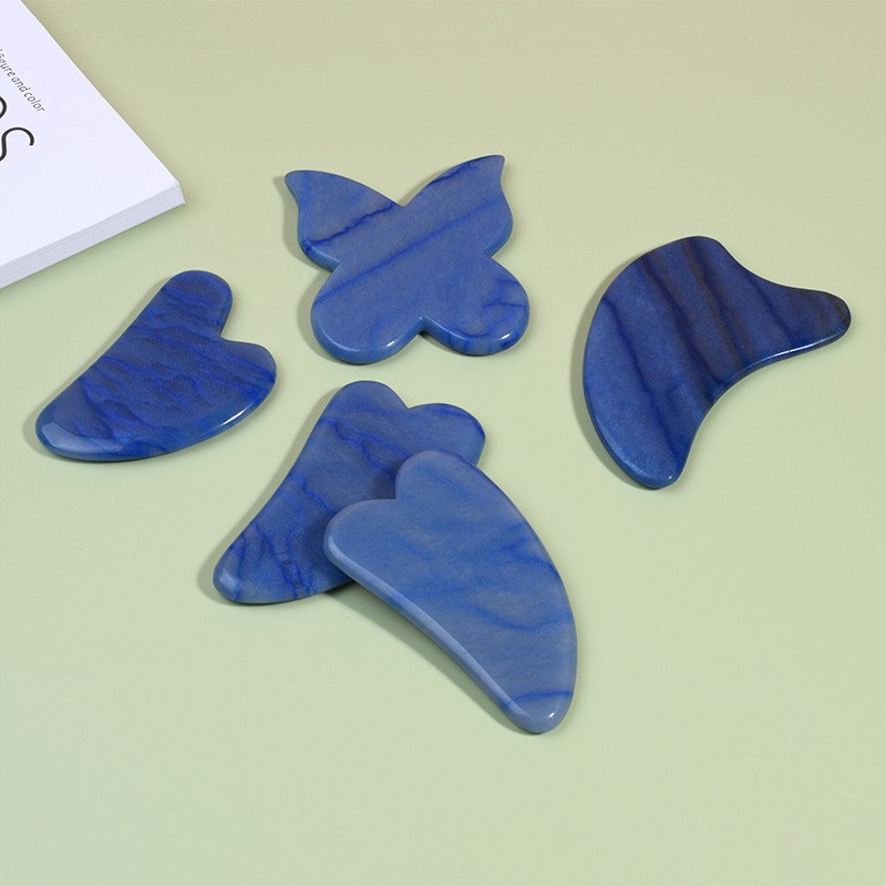 Blue sodalite gua sha boards in five shapes