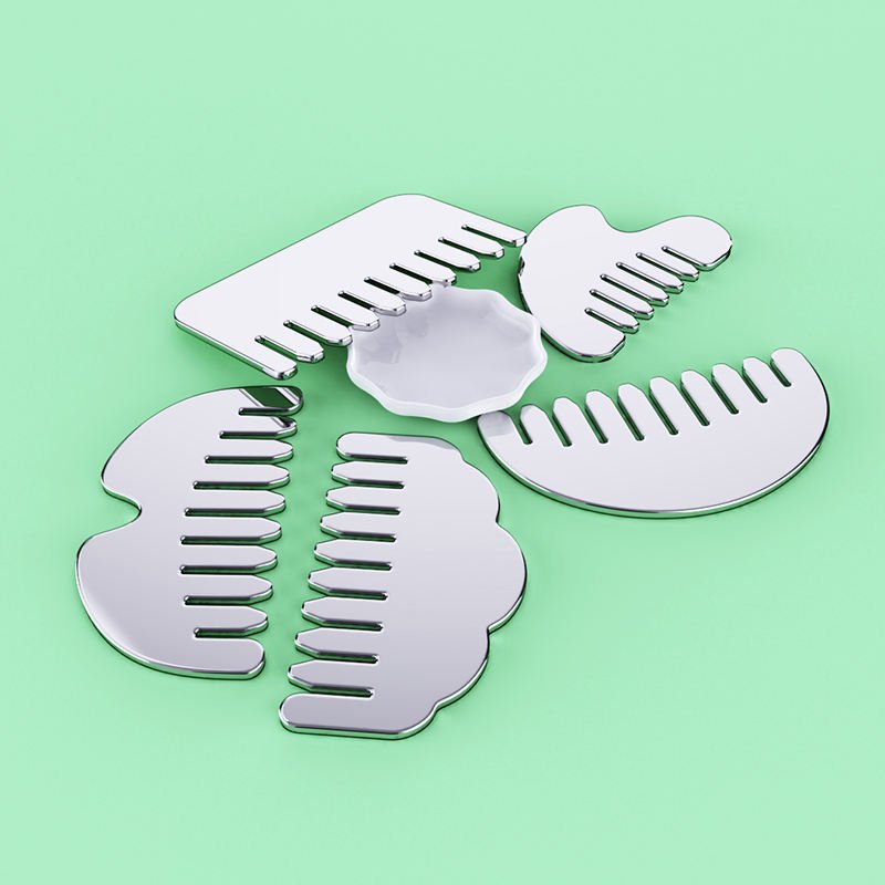 Custom Logo 304 Stainless Steel Gua Sha Massage Comb Tool detail image 4