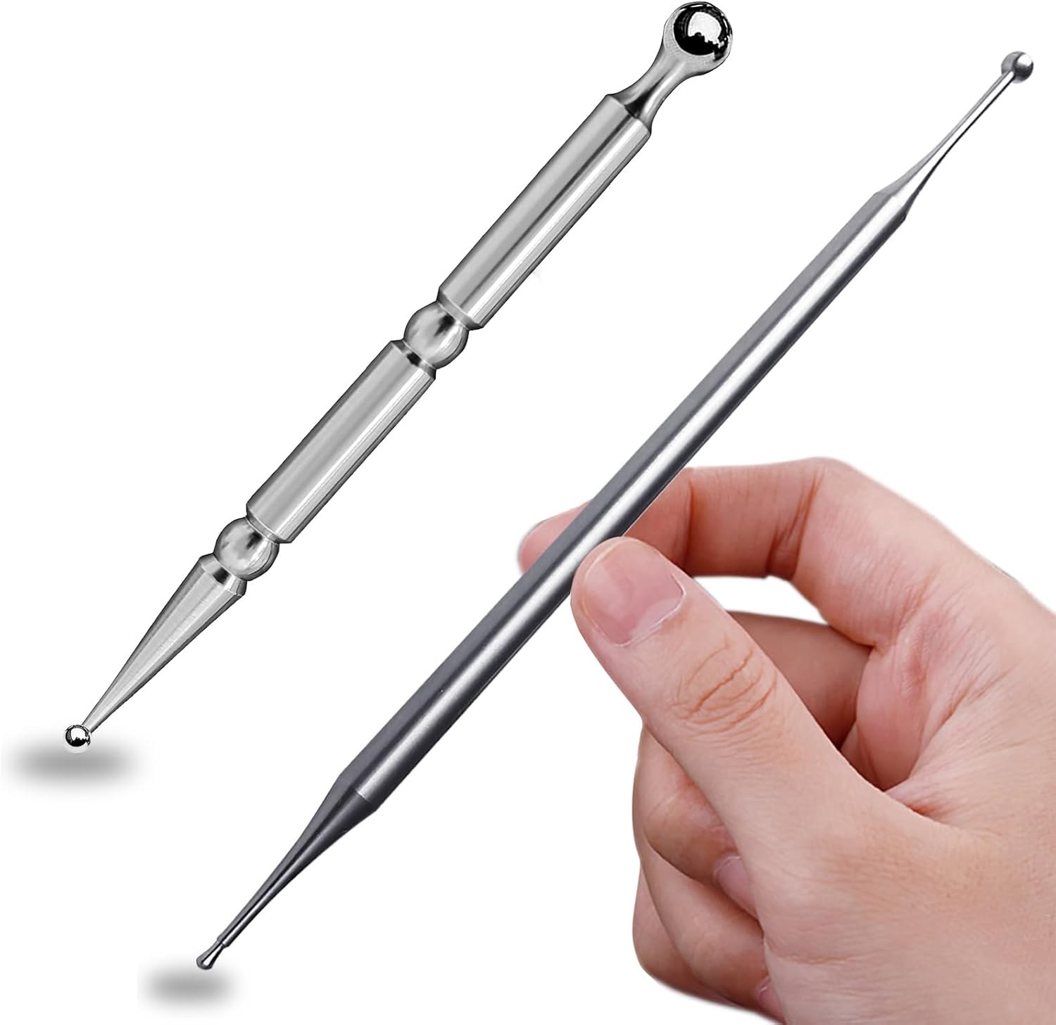 Two-pen set with fine and broad ball tips