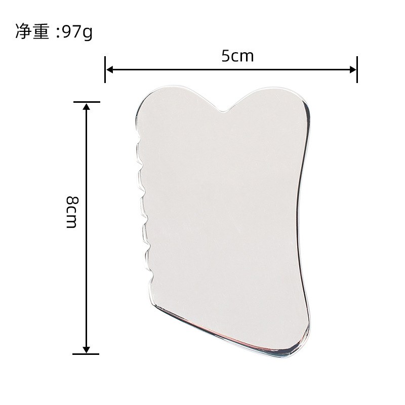 Stainless Steel Small Heart Gua Sha Board with Comb Edge