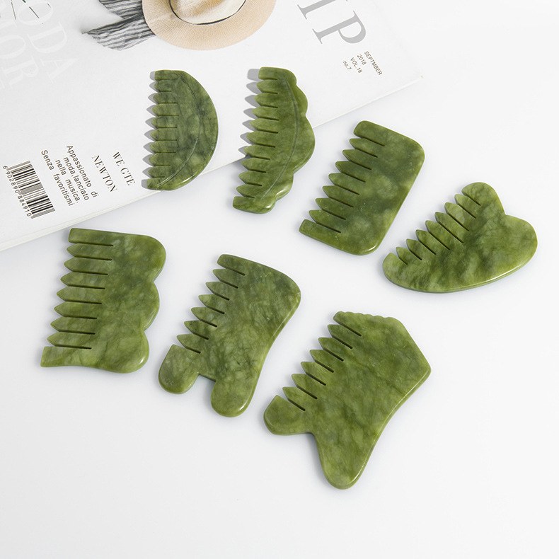 Five-tooth comb family in multiple jade colourways
