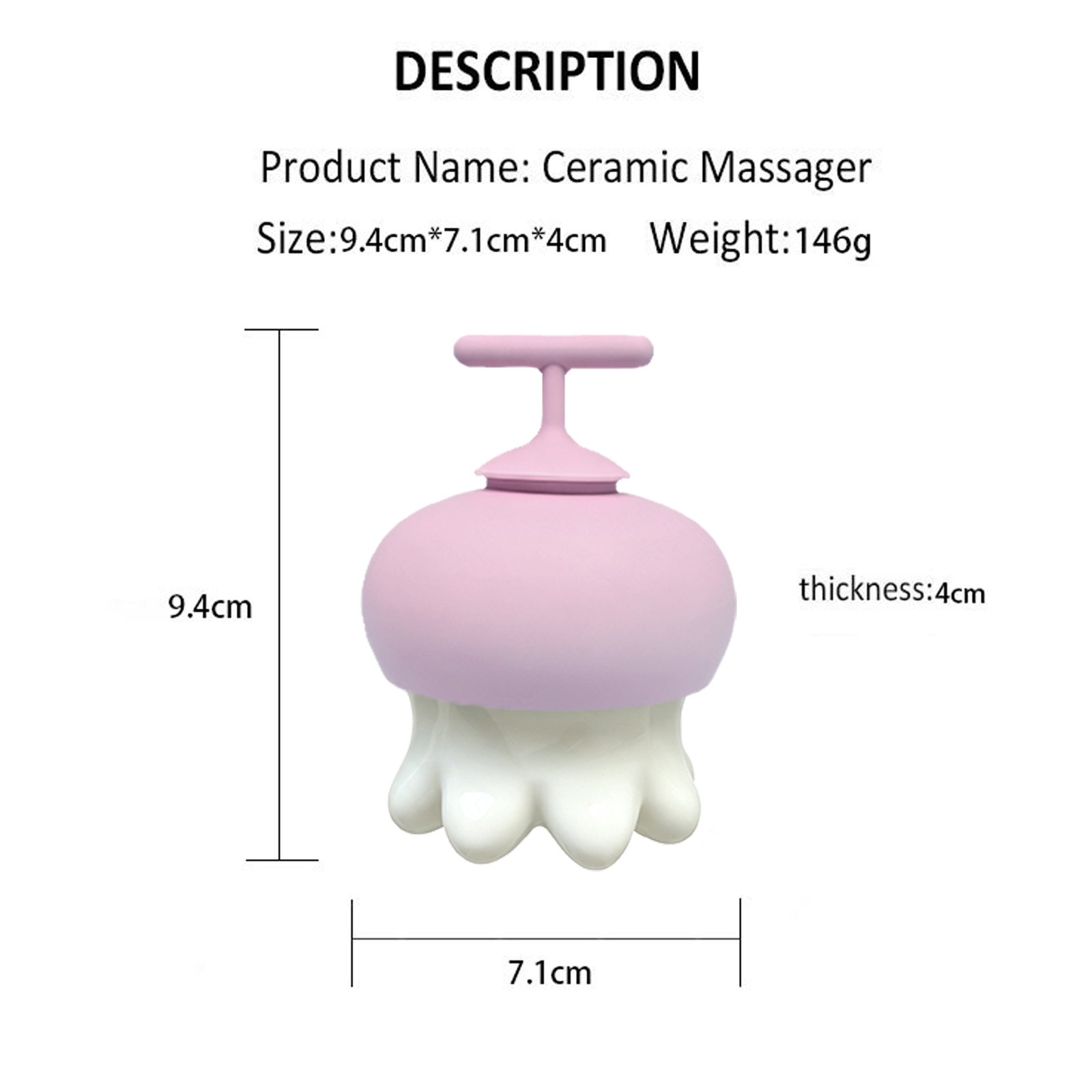 GSK47 Ceramic Mushroom T-Handle Massager 9.4 cm view 6