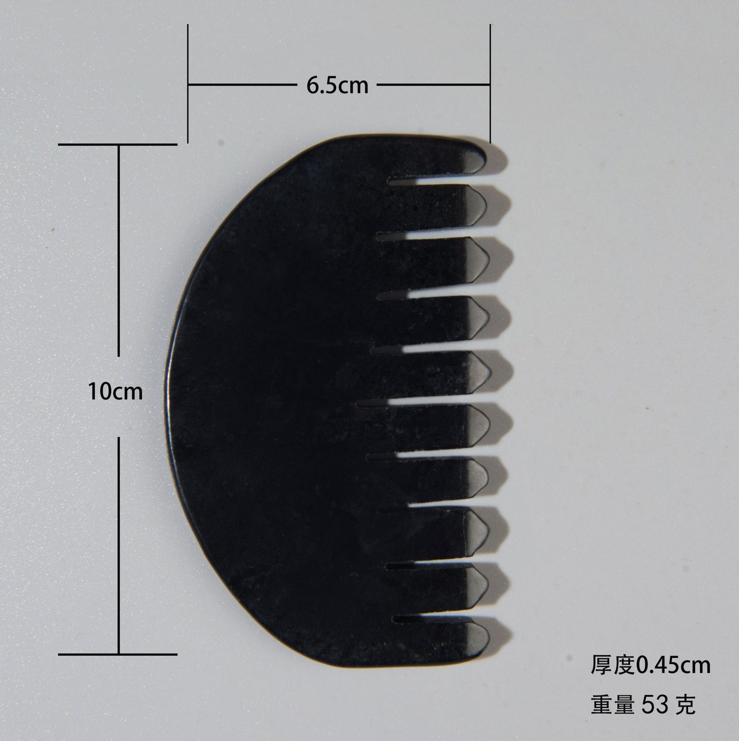 Semicircle wide-tooth comb, black stone
