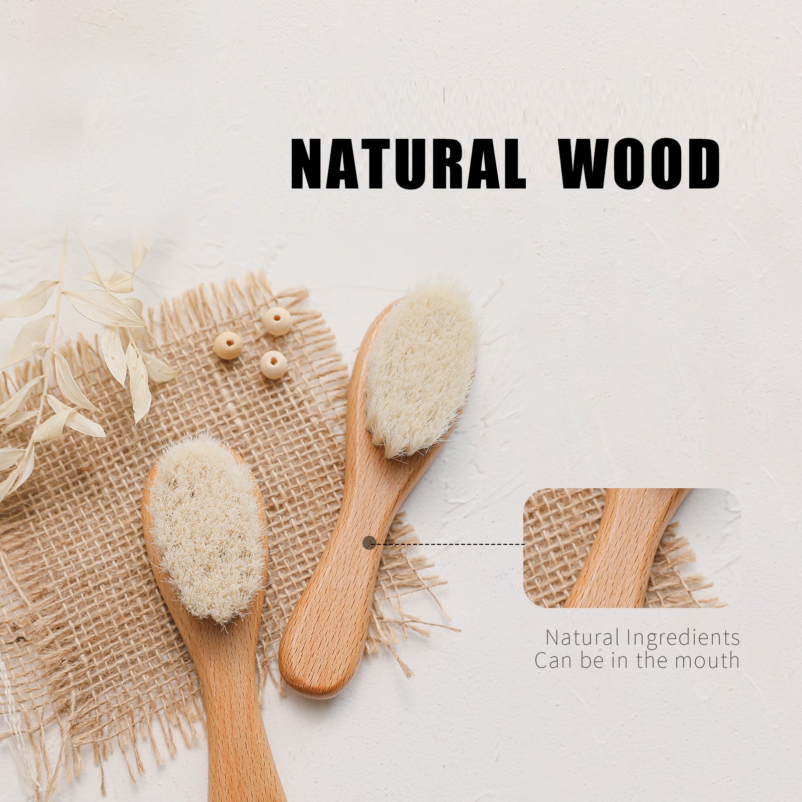 Natural beech wood handle detail with visible grain