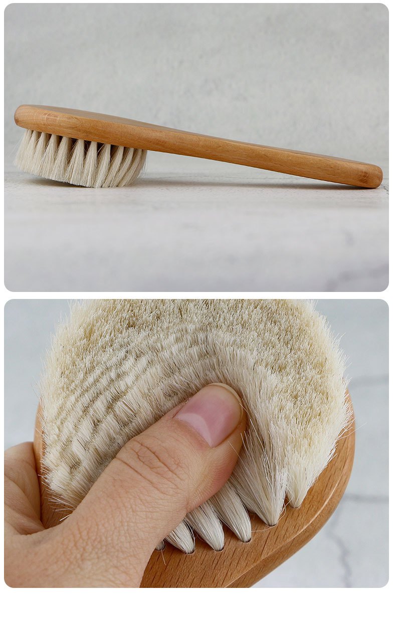 Brush side profile and wool bristle close-up