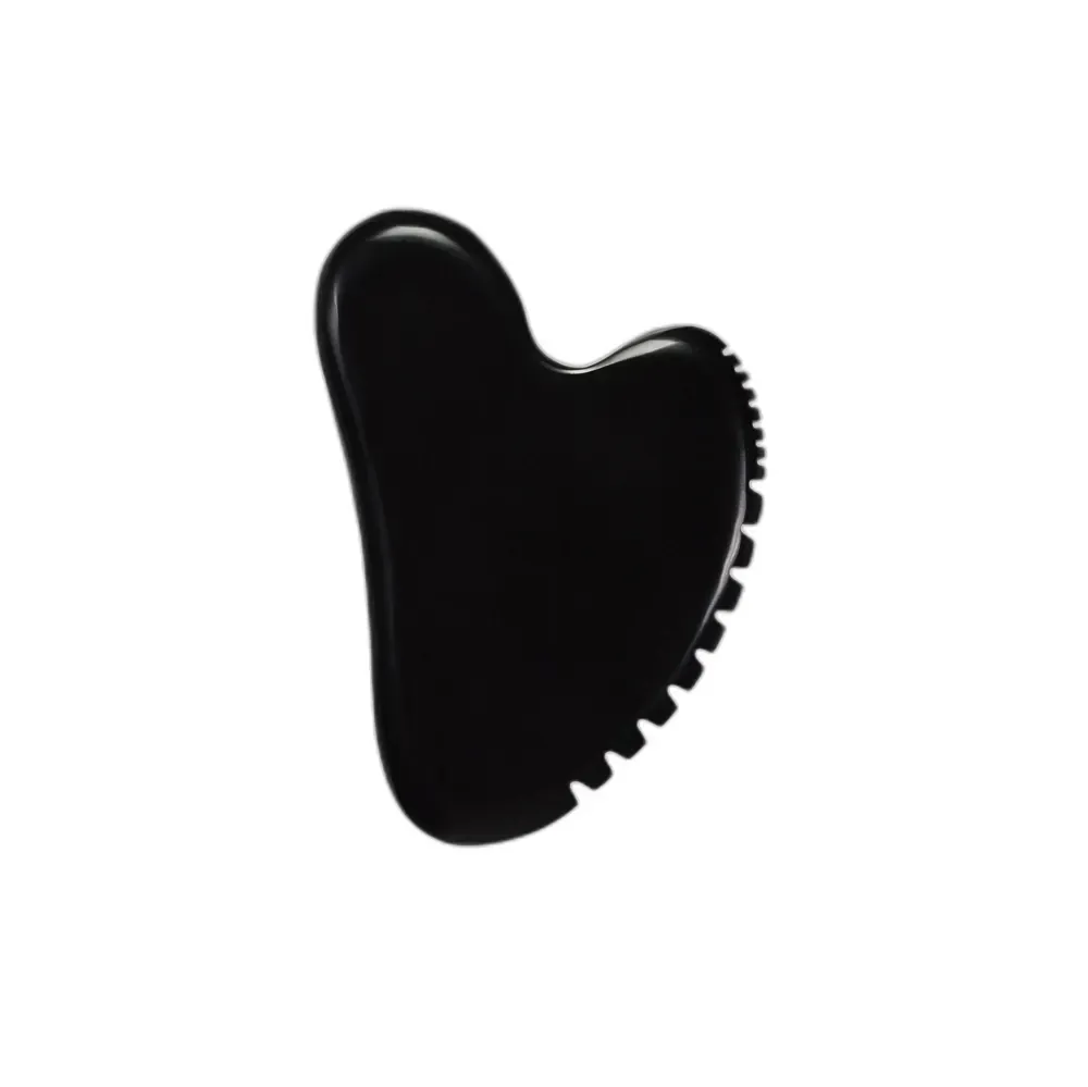 GSB-6 Natural Black Bian Stone Guasha Board Handmade Heart Shape Facial Massager