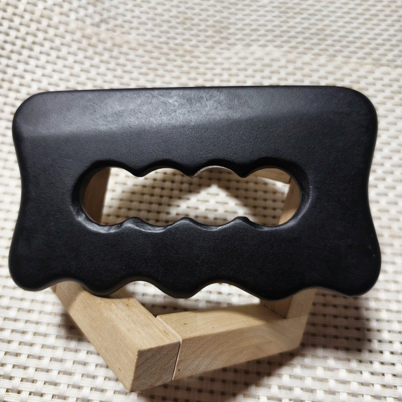 Black Bian Stone Body Gua Sha Board with Finger Grooves detail 6
