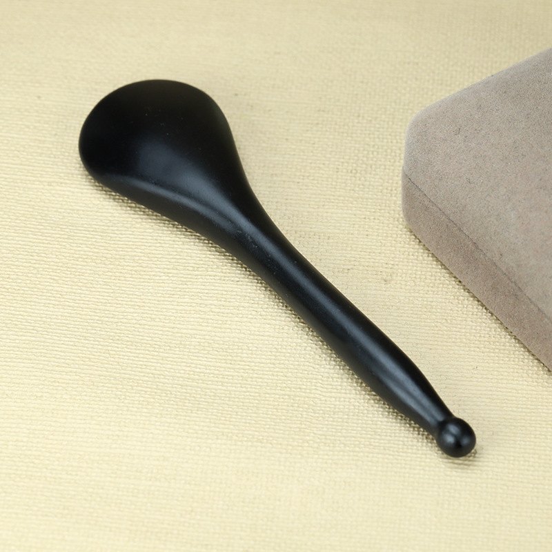 Black Bian Stone Spoon Shape Gua Sha Point Massager detail 5