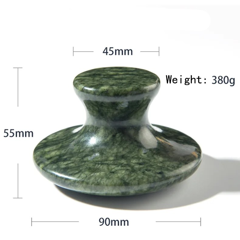 Mushroom gua sha size drawing: 90 x 55 mm, knob 45 mm, 380 g