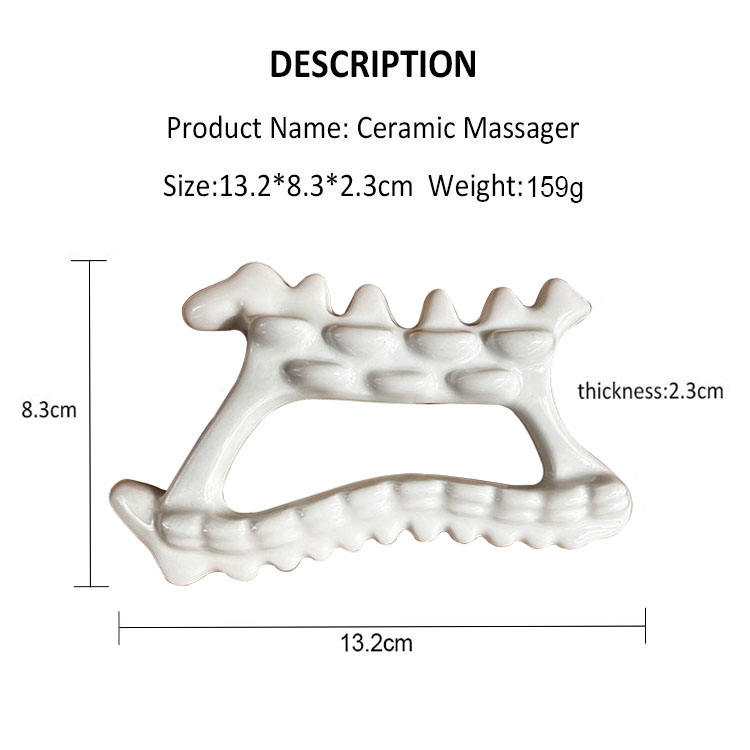 GSK05 Ceramic Sculpted Gua Sha Board with Teeth 13.2 cm view 6