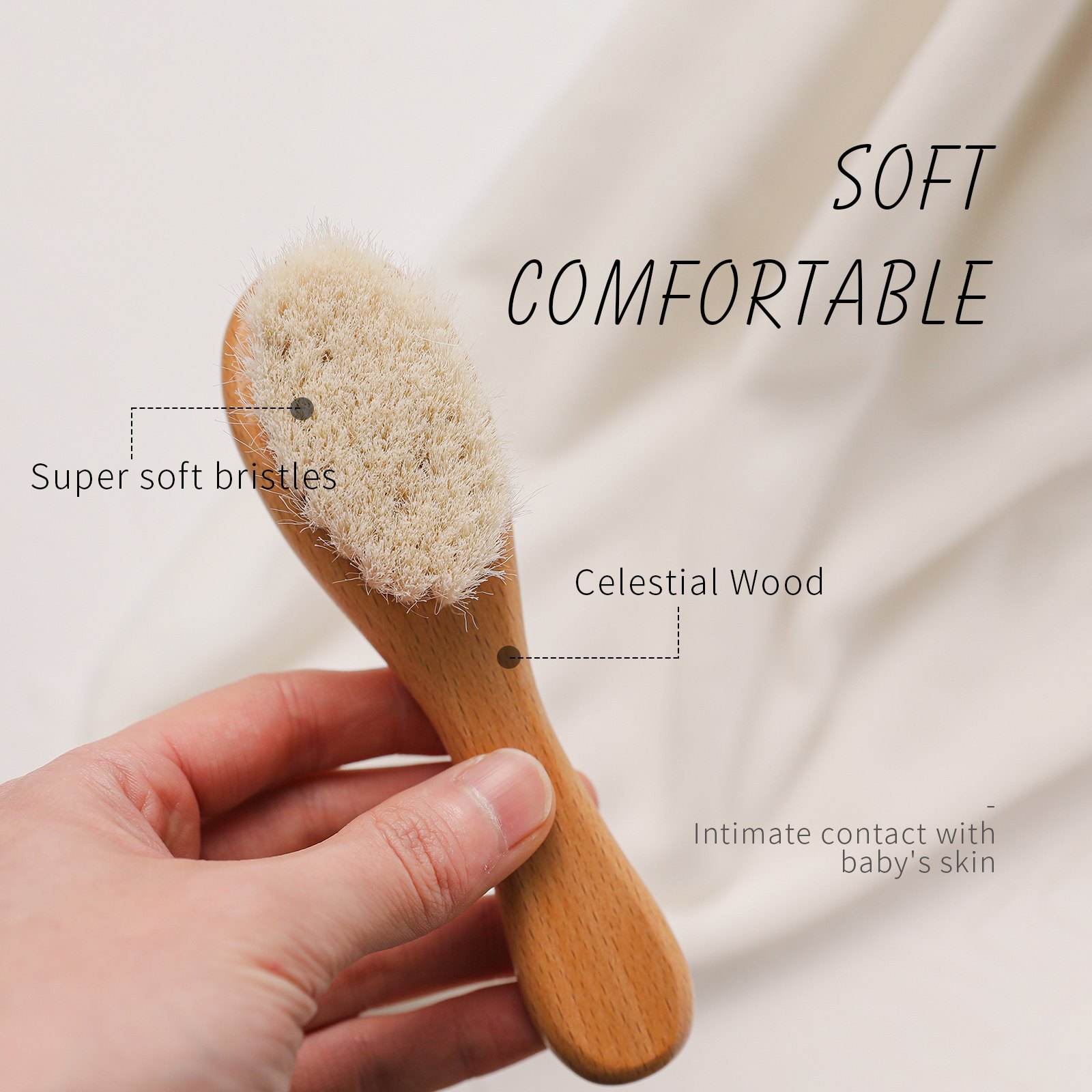 Soft comfortable bristles held against the skin