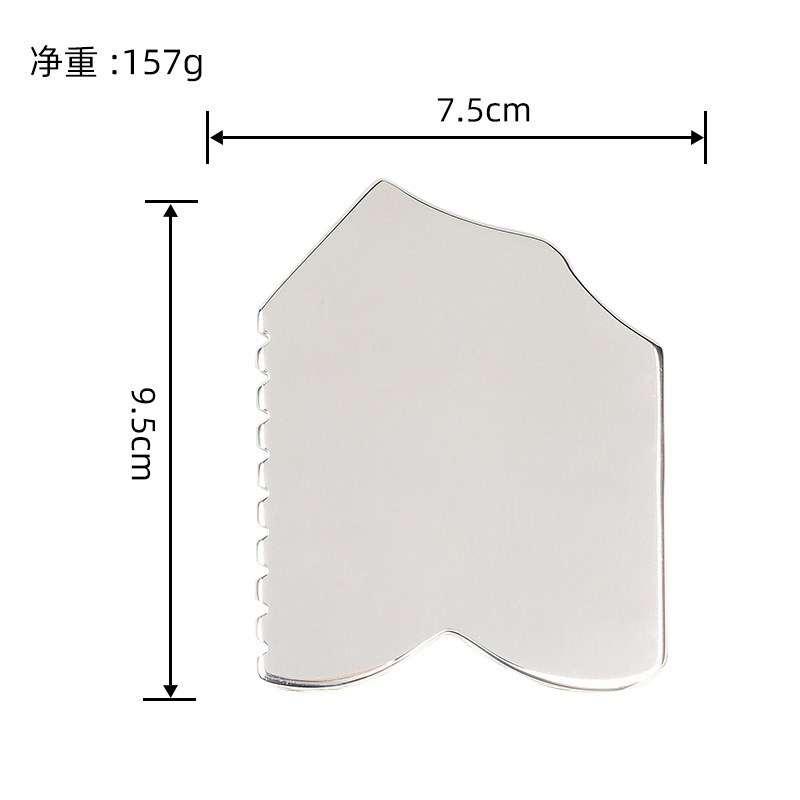 Stainless Steel Heart Gua Sha Board with Comb Edge Large