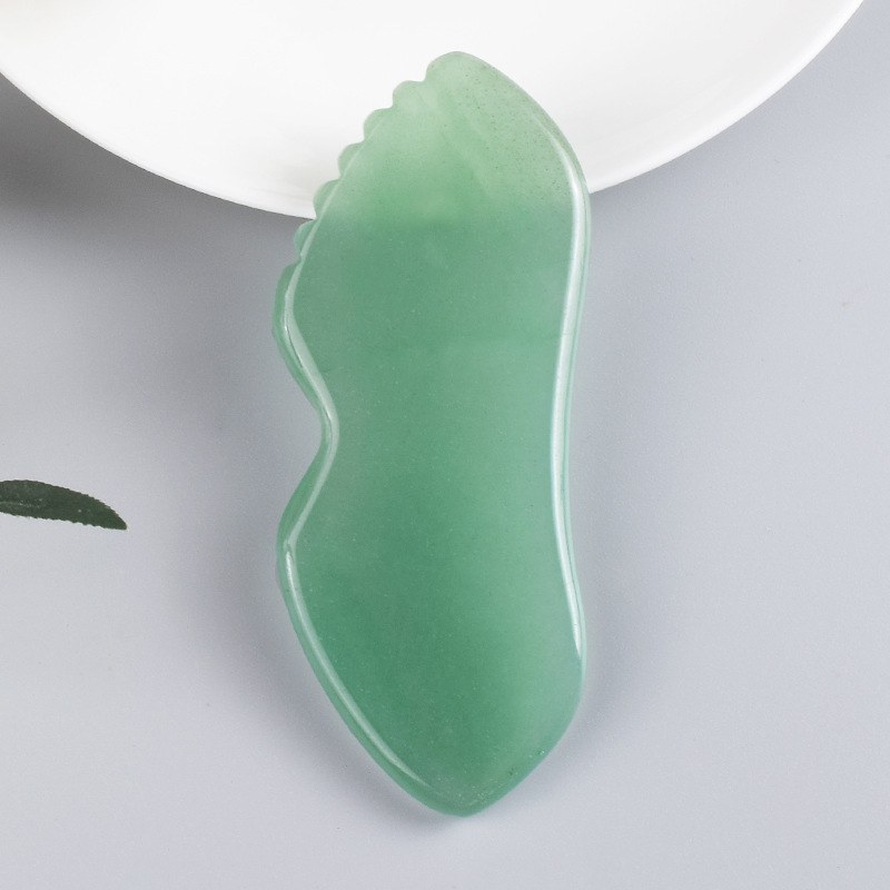 Green aventurine wing gua sha board