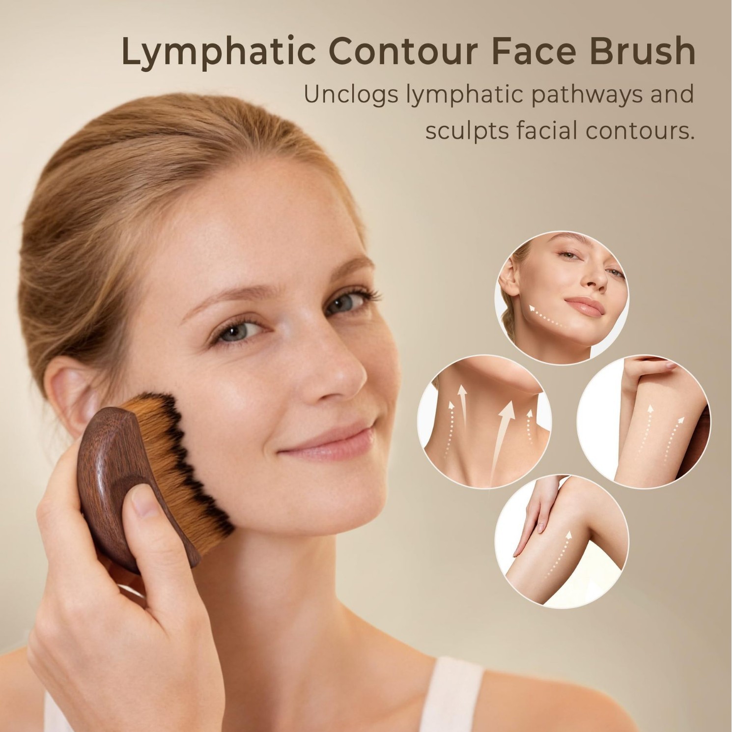 Model sweeping the contour brush along the cheek