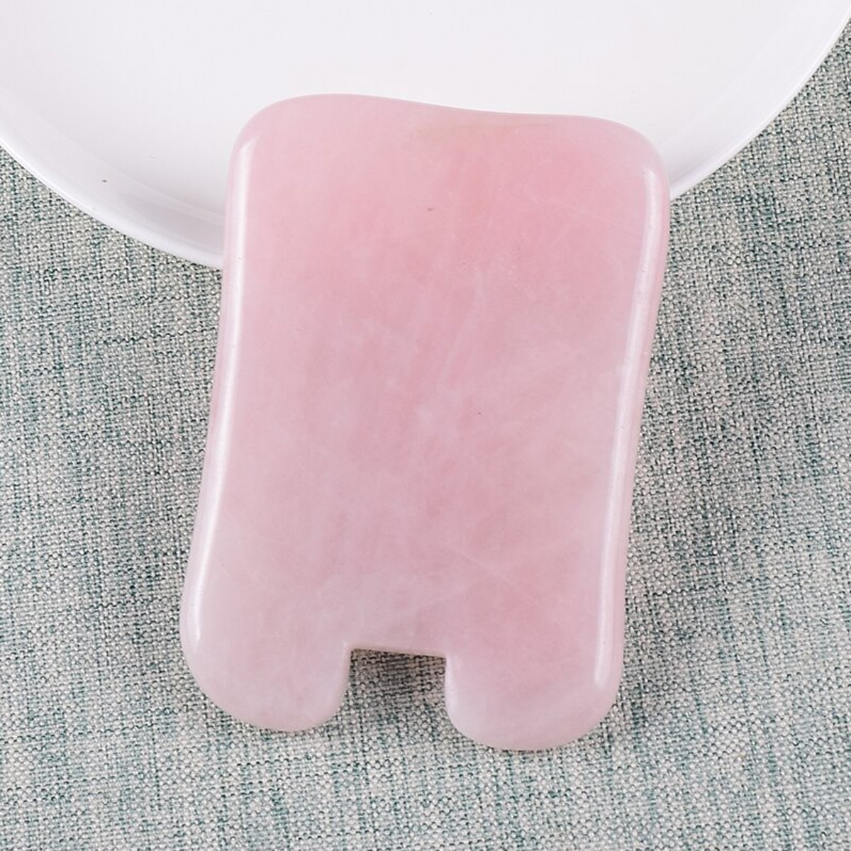 Rose Quartz Concave Gua Sha Board for Face and Body Massage detail 4