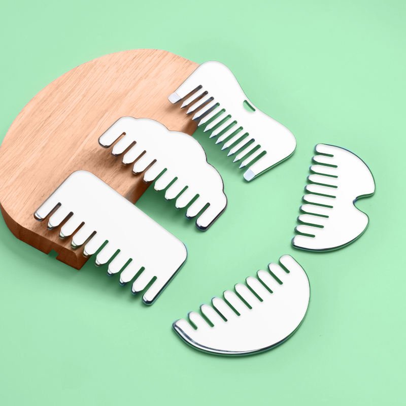 Custom Logo 304 Stainless Steel Gua Sha Massage Comb Tool
