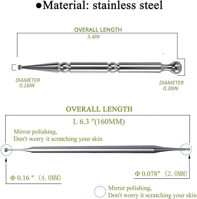 Stainless steel facial reflexology acupressure pen