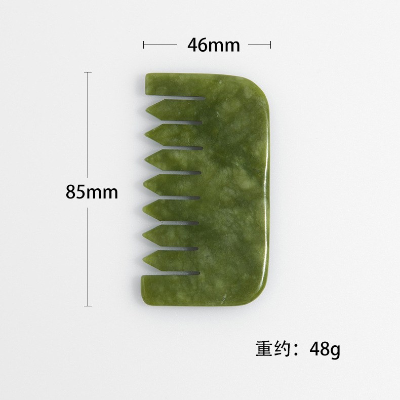 Rectangle green jade comb 46 x 85 mm, about 48 g