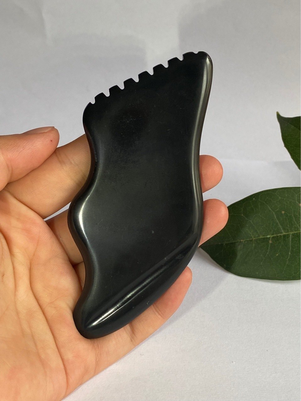Black Bian Stone Y Shape Gua Sha Board with Comb Teeth