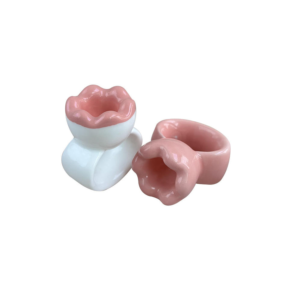 GSK18 Ceramic Ring Cup Massager Pink and White view 1