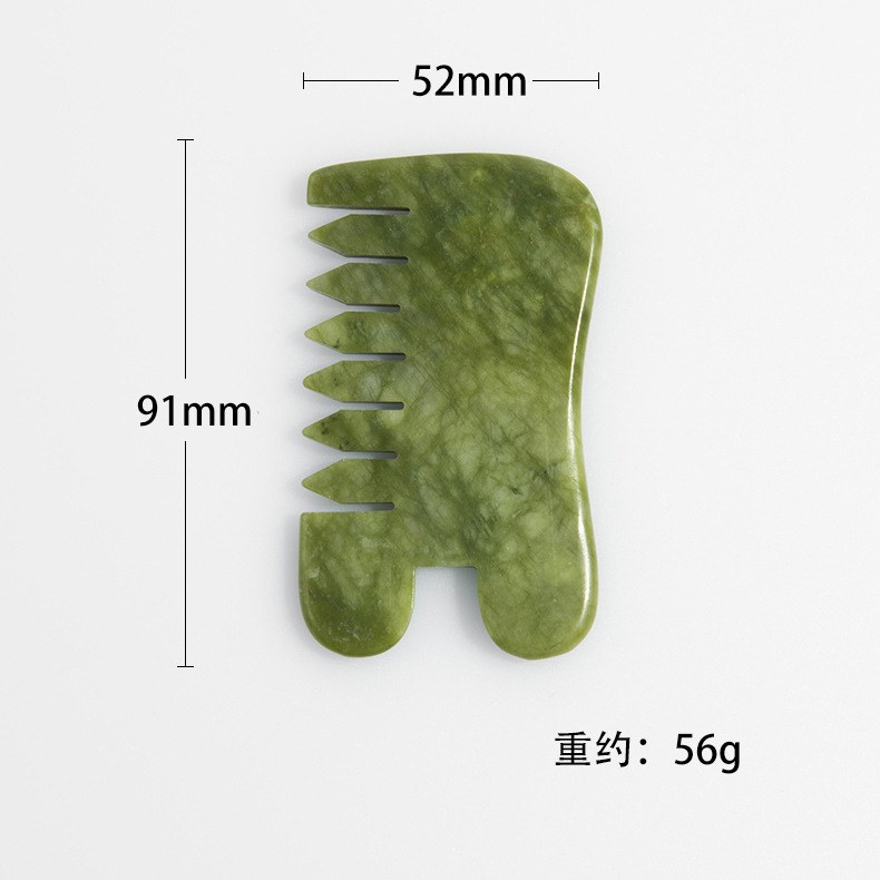 Wide green jade comb 52 x 91 mm, about 56 g