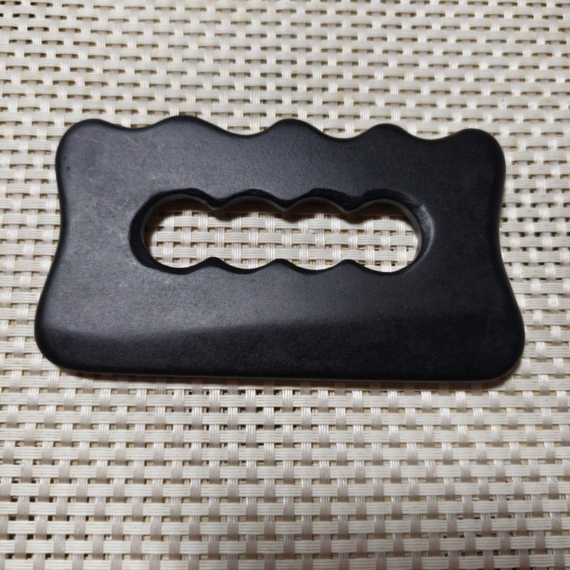 Black Bian Stone Body Gua Sha Board with Finger Grooves detail 5