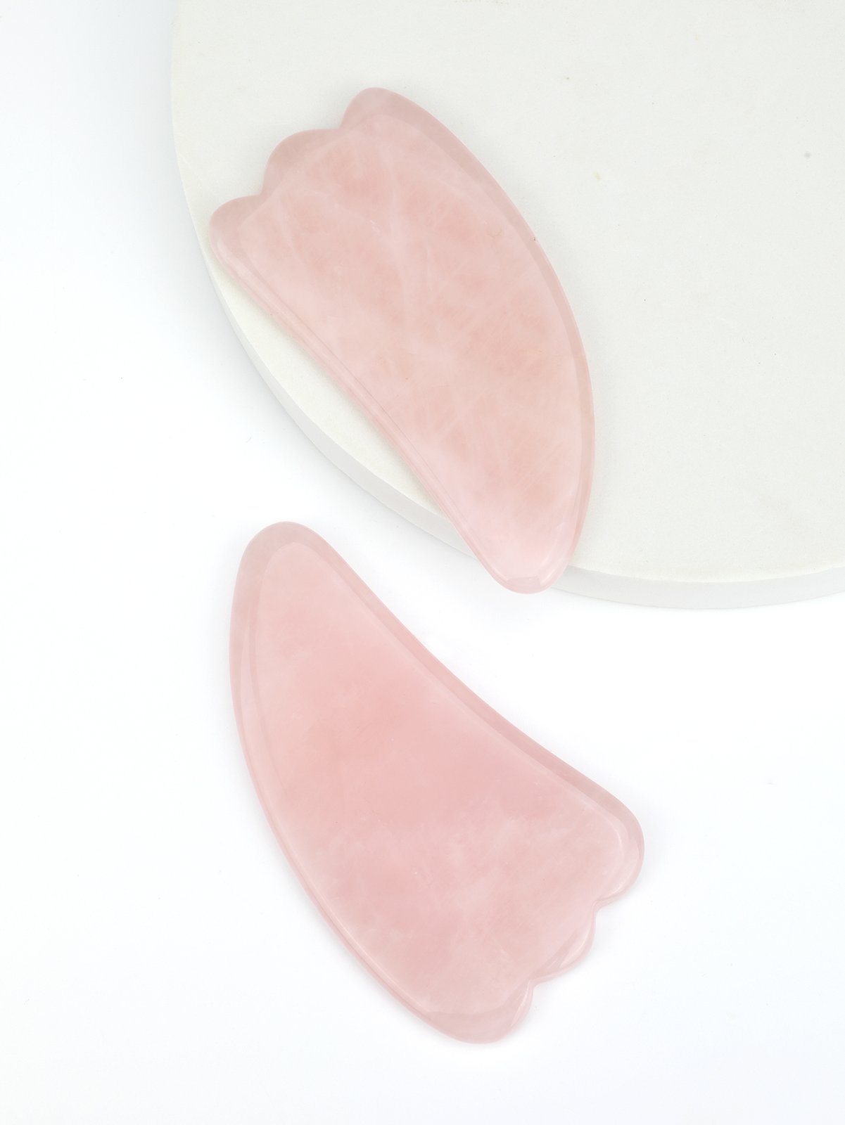 Rose Quartz Horn Shape Gua Sha Tool for Face and Neck detail 4