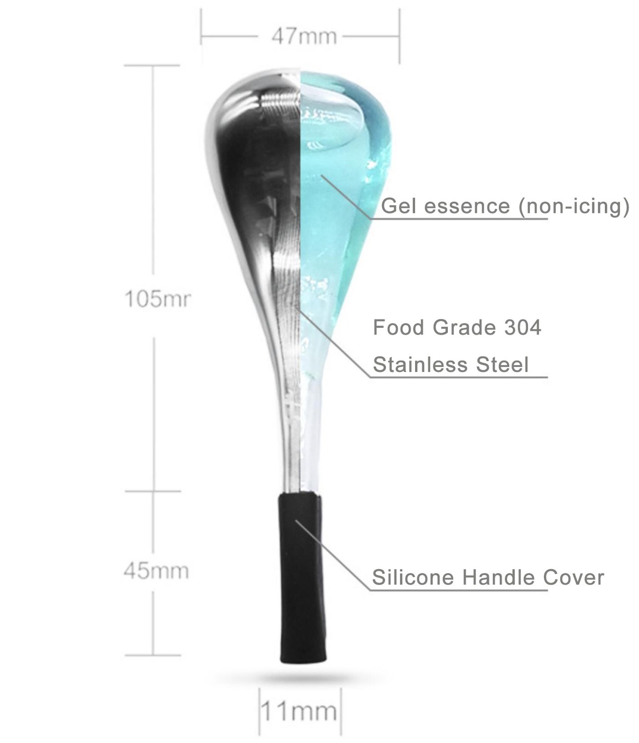 Stainless Steel Teardrop Facial Cryo Stick Ice Massage Tool