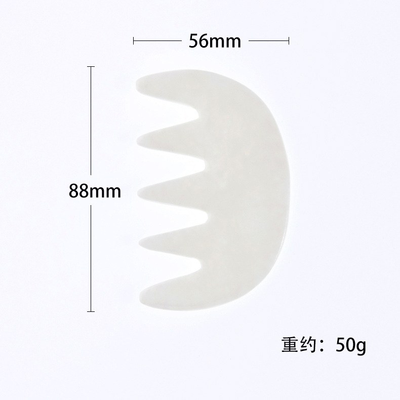Five-tooth comb size drawing 56 x 88 mm, 50 g, white