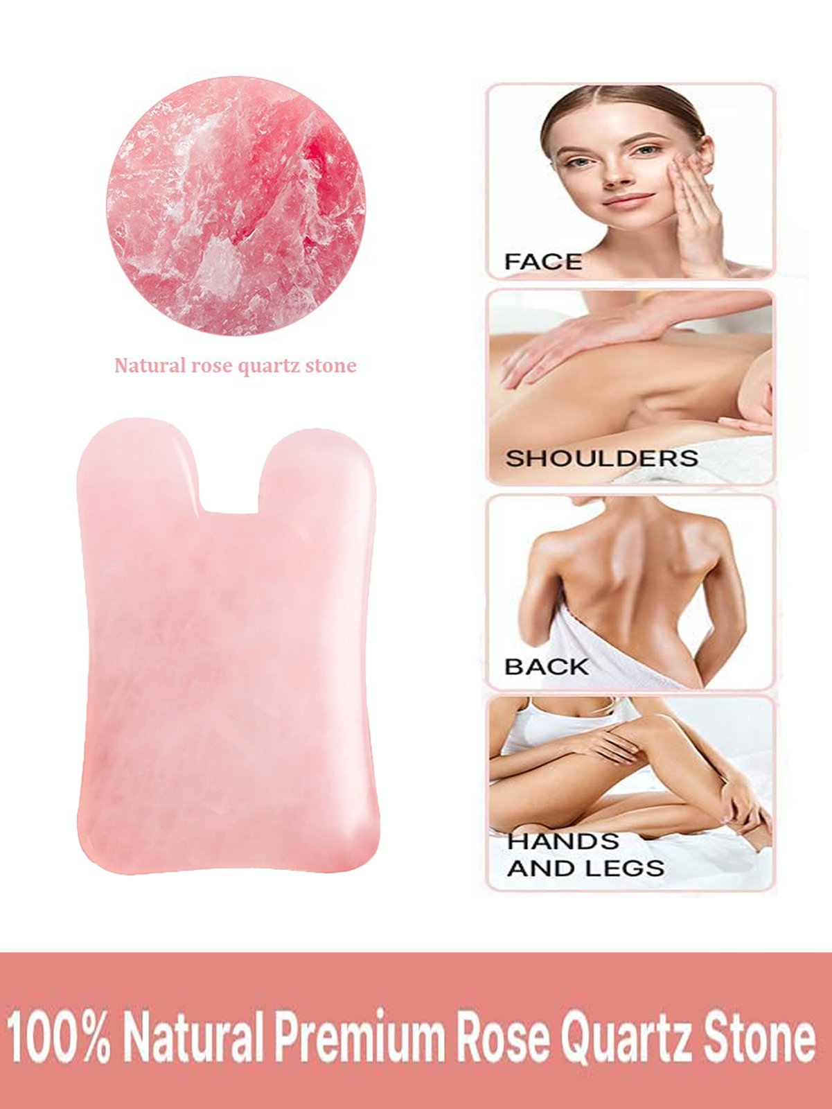 Rose Quartz Concave Gua Sha Board for Face and Body Massage detail 6