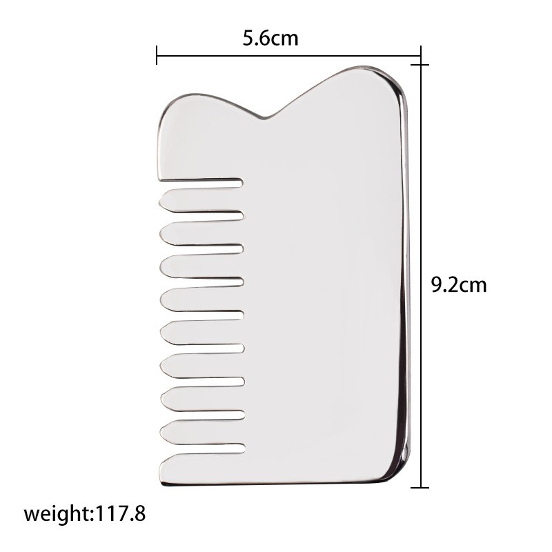 Stainless Steel Comb Gua Sha Board with Curved Edge