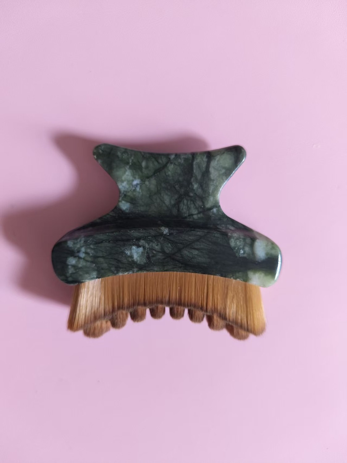 Natural Jade Facial Massage Brush Butterfly Dry Brush for Lymphatic Drainage