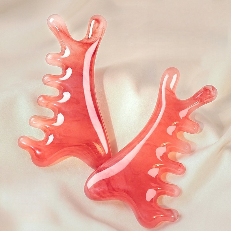Marbled pink resin finish with polished rounded edges