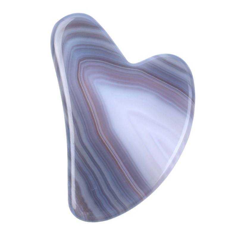 Blue-grey banded agate large gua sha board