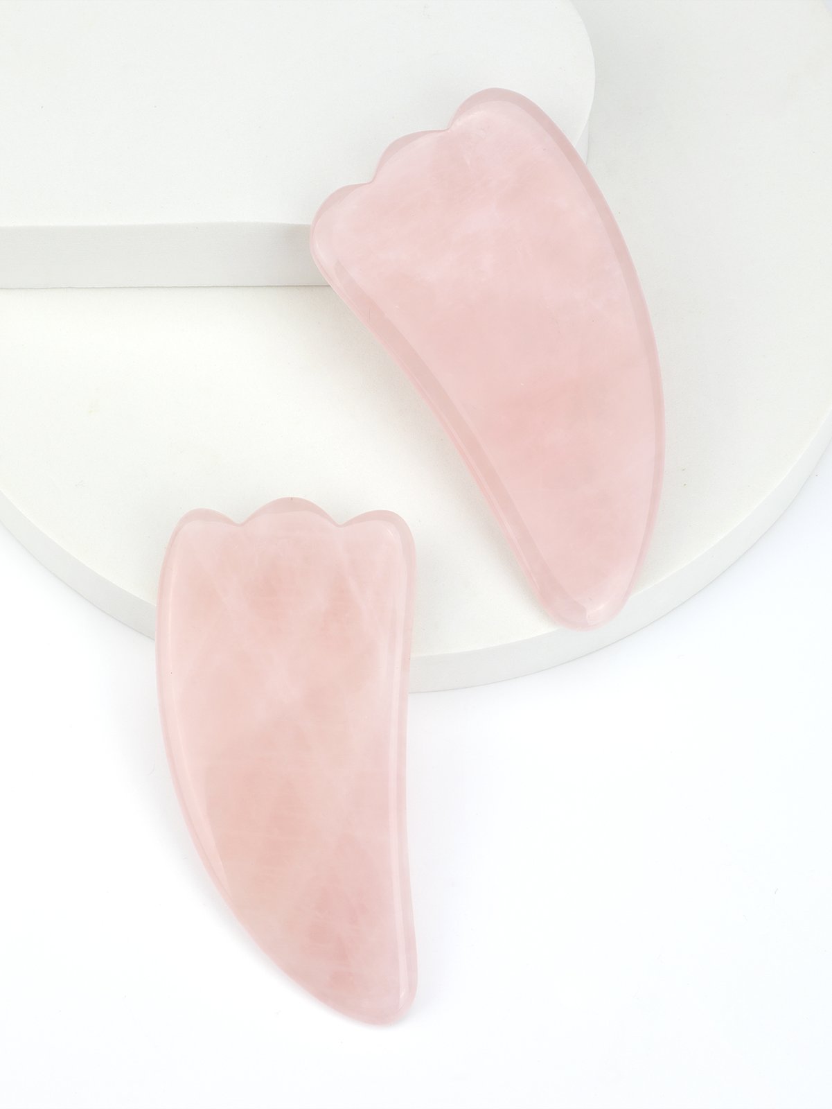 Rose Quartz Horn Shape Gua Sha Tool for Face and Neck detail 2