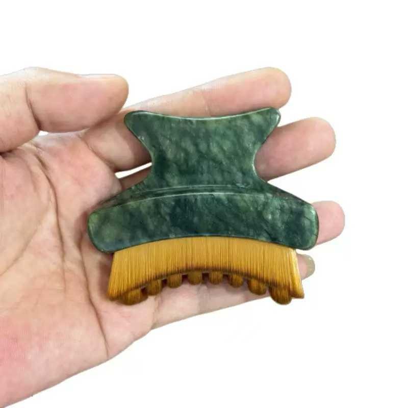 Natural Jade Facial Massage Brush Butterfly Dry Brush for Lymphatic Drainage